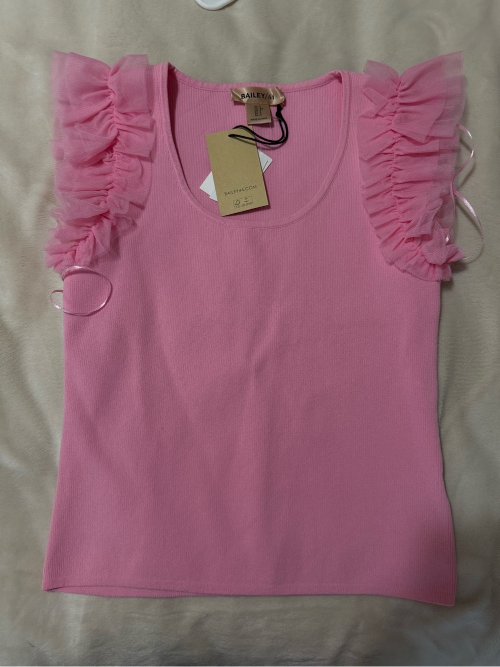 Bailey 44 Pink Ruffle Sleeve Tank